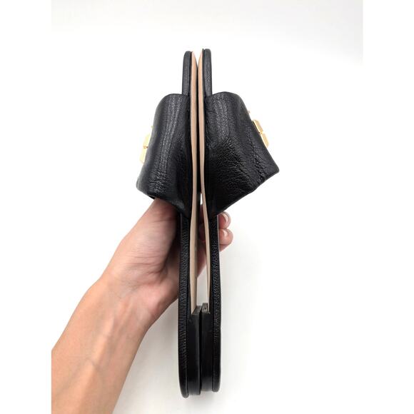 Tory Burch Eleanor Slide Sandals Women's Perfect Black/Gold Size US8M EU38.5 - Picture 5 of 13